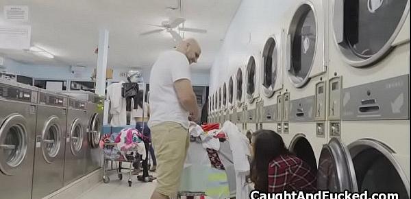  Fucking busty teen at laundromat